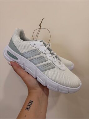 🆕 NIB adidas Women's Cloudfoam Flex-Laces Wide White & Gray Running Sneakers SZ8